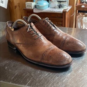 Johnston & Murphy Leather Cap Toe Dress Shoes